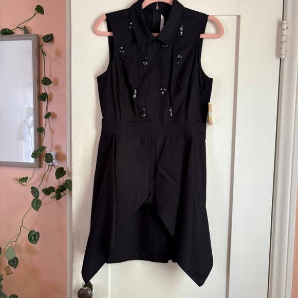 Rachel Rachel Roy Black Beaded Sleeveless Collared Dress NWT Women’s Size 4 - Picture 5 of 9